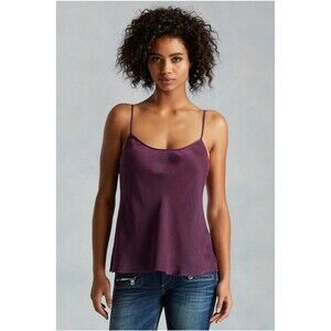 New Womens Designer True Religion Purple Silk Camisole Cami Shirt Top L Logo NWT